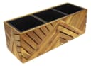 Dekoleidenschaft Blumenkasten Balkonkasten recyceltes Holz braun mit 3 Einsätzen Bild 3