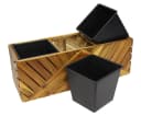 Dekoleidenschaft Blumenkasten Balkonkasten recyceltes Holz braun mit 3 Einsätzen Bild 5