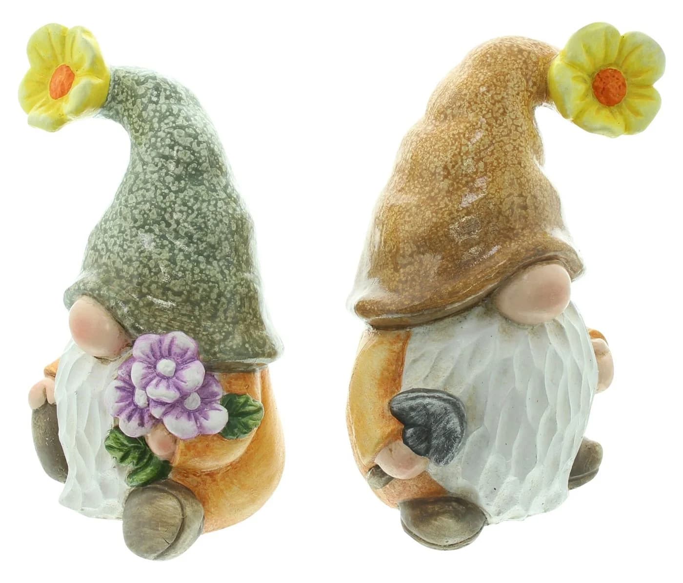 Dekoleidenschaft Gartenzwerg 'Blümchen' Wichtel aus Polyresin, Outdoor Gartendeko wetterfest, Gnom, (2 St., im Set) - Bild 4