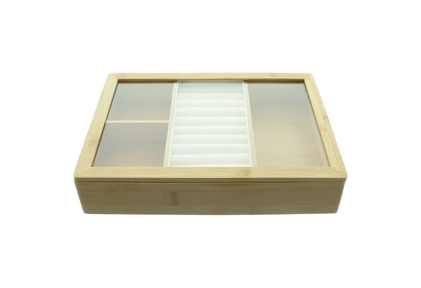Dekoleidenschaft Schmuckkasten Bamboo mit Glasdeckel