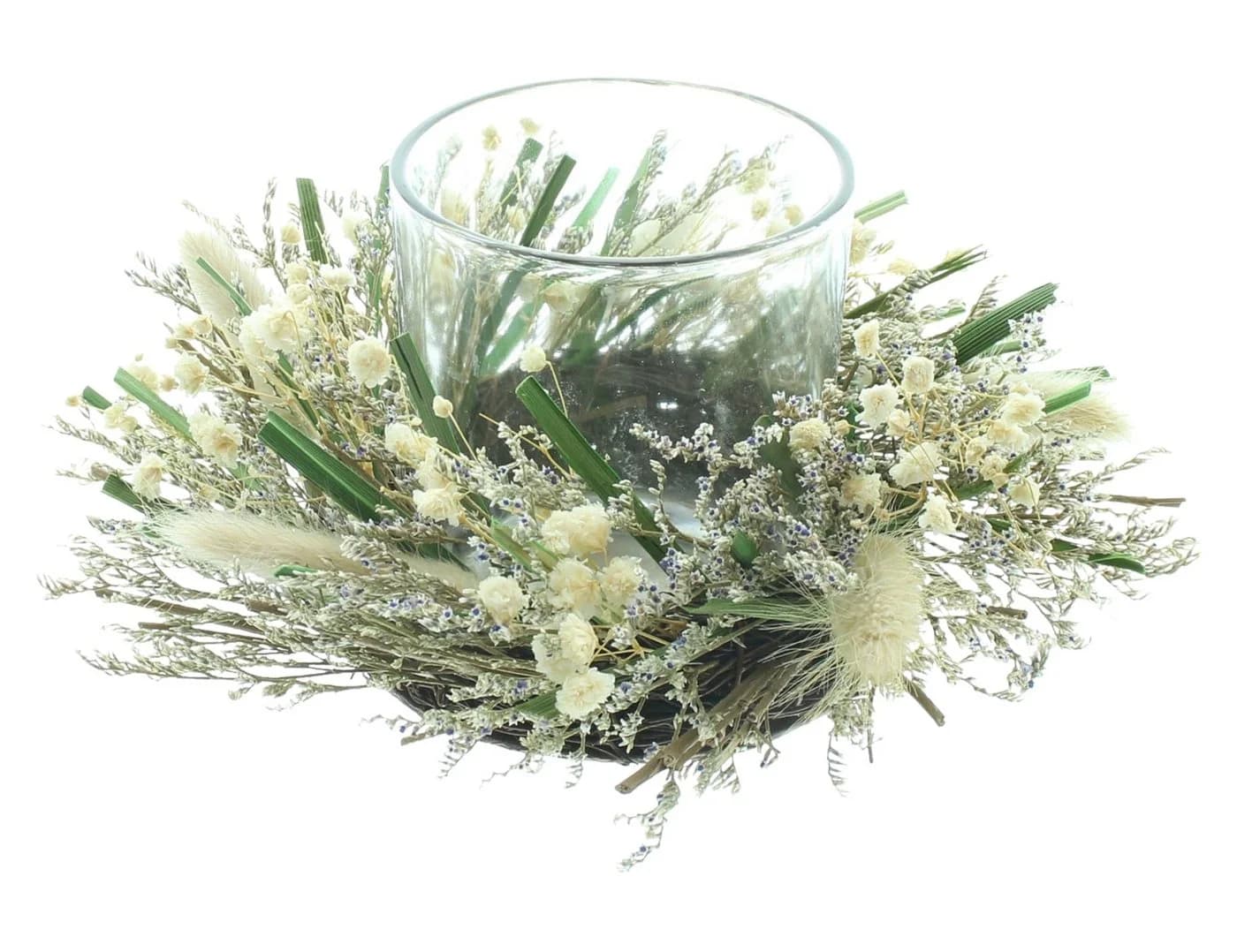 Dekoleidenschaft Windlicht Trockenblumen Dekokranz mit Kerzenglas - Bild 2
