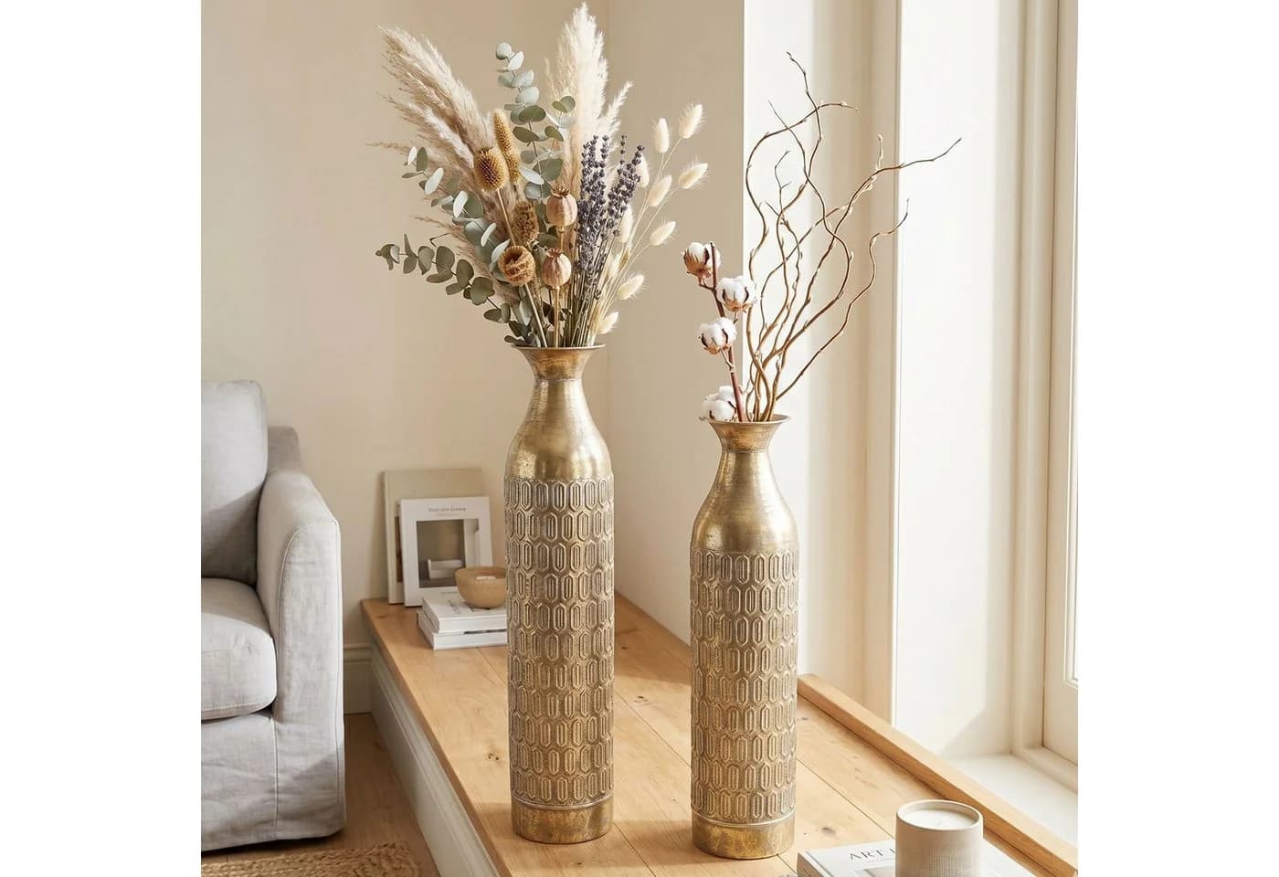 Dekoleidenschaft Bodenvase Gold Metall 2er Set - Bild 4
