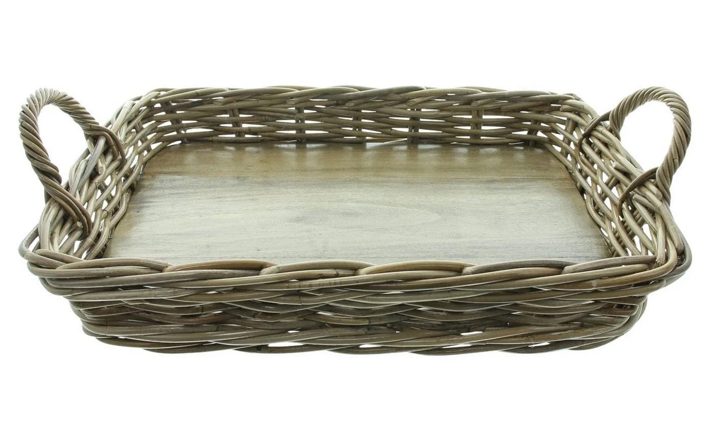 Dekoleidenschaft Tablett Koboo Grey Rattan Grau mit Griffen - Bild 2