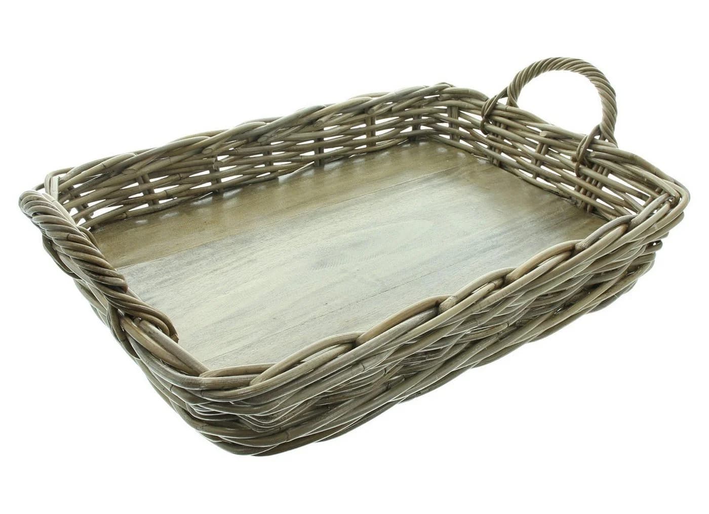 Dekoleidenschaft Tablett Koboo Grey Rattan Grau mit Griffen - Bild 3