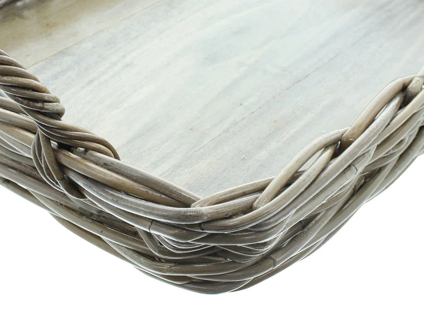 Dekoleidenschaft Tablett Koboo Grey Rattan Grau mit Griffen - Bild 4