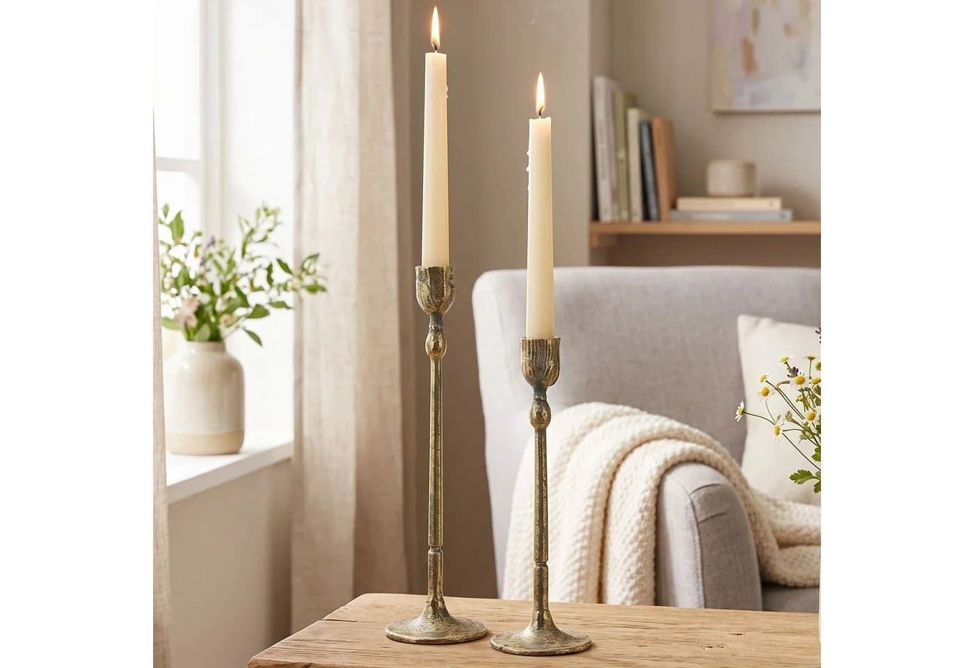 Dekoleidenschaft Kerzenständer Set Gold Metall Antik-Look