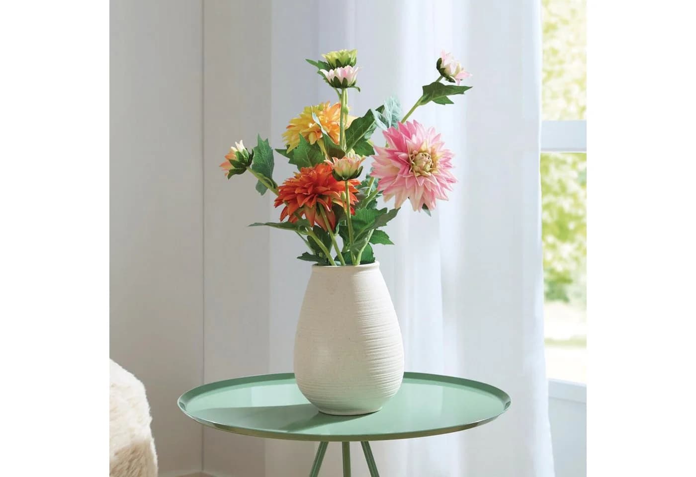 Dekoleidenschaft Kunstblume "Dahlie" 3er Set Bunt
