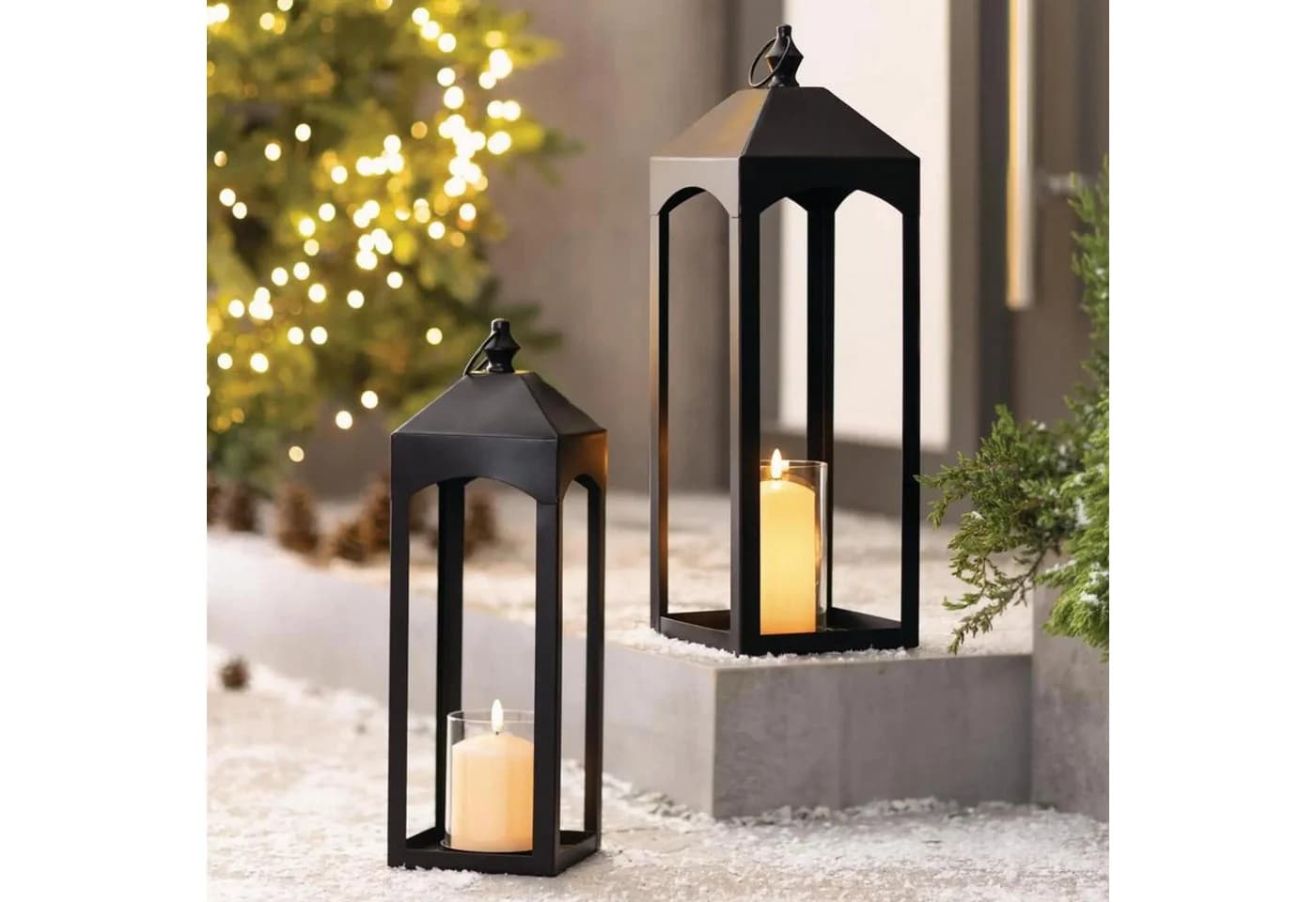 Dekoleidenschaft Kerzenlaterne Black 2er Set Metall Schwarz