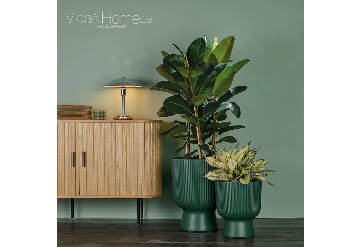 VidaAtHome.de Blumentopf Design-Pflanzgefäße-Set ALVY Grün 2er Set