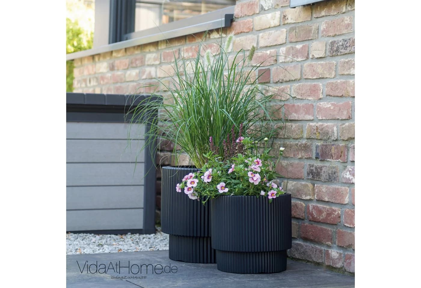 VidaAtHome.de Blumentopf Design-Pflanzgefäße-Set IVY 2er Set Anthrazit - Bild 3
