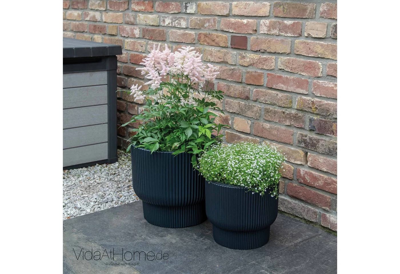 VidaAtHome.de Blumentopf Design-Pflanzgefäße-Set ULEY (2er Set) Anthrazit