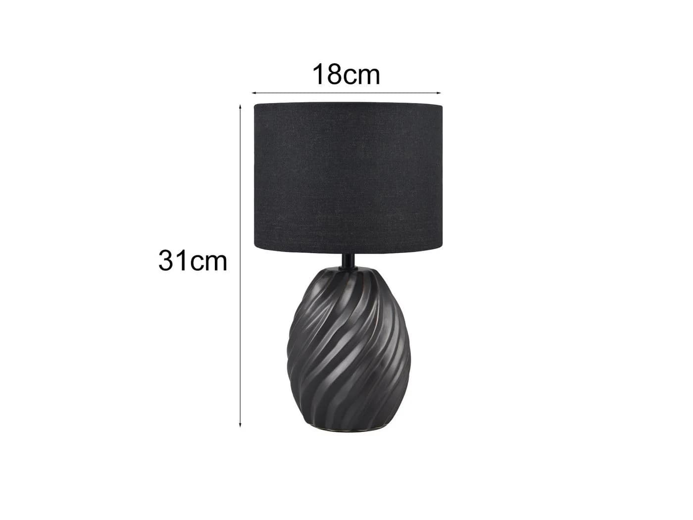 Reality Leuchten LED Nachttischlampe Schwarz Dimmbar Keramikfuß Stoffschirm - Bild 4