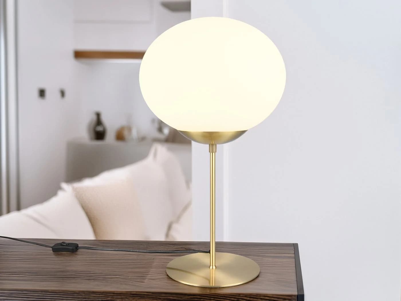 TRIO Leuchten LED Nachttischlampe Dimmfunktion Messing Opalglas - Bild 5