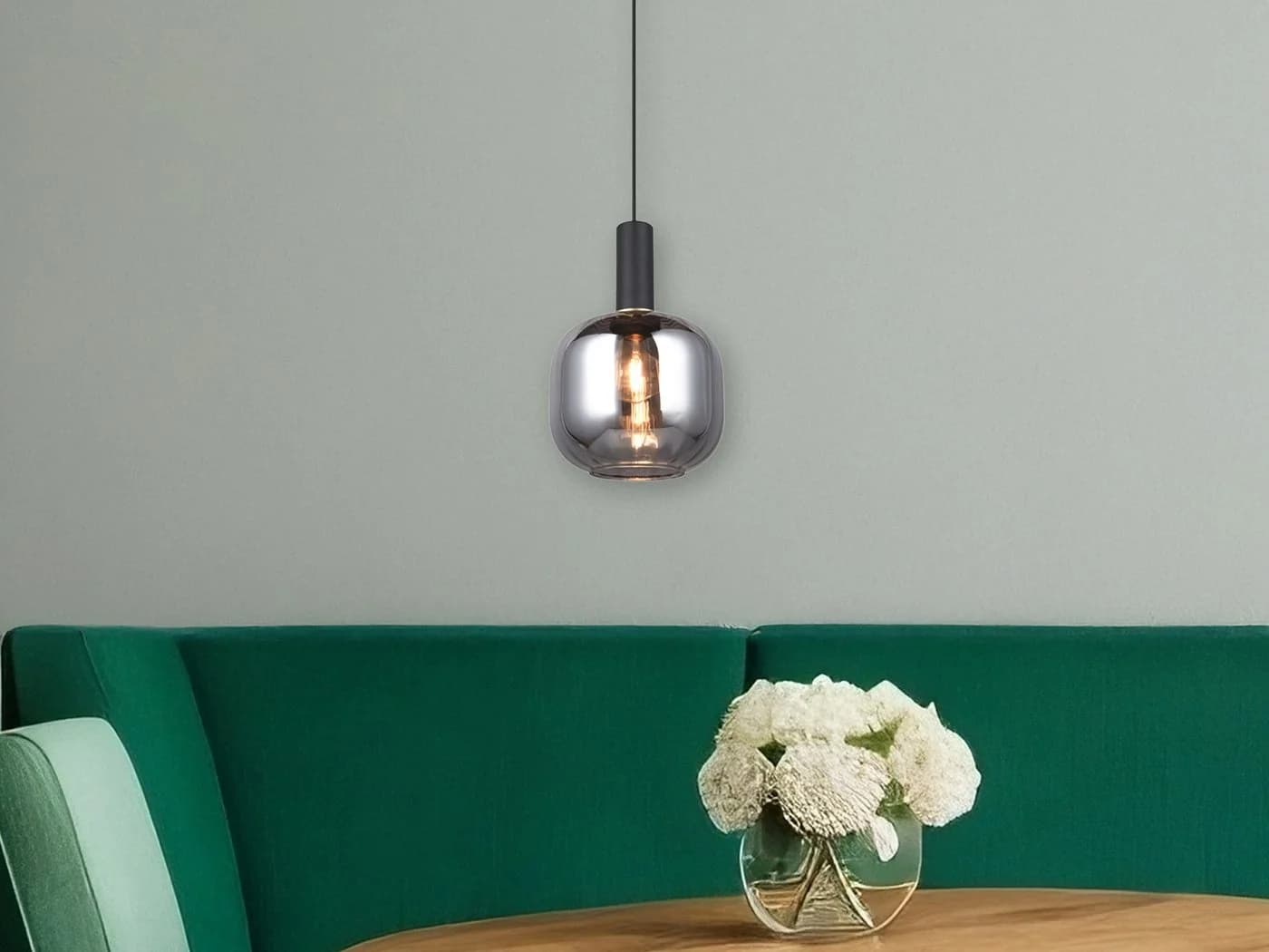 TRIO Leuchten LED Pendelleuchte, Dimmfunktion, LED wechselbar, warmweiß, Ø20cm - Bild 5
