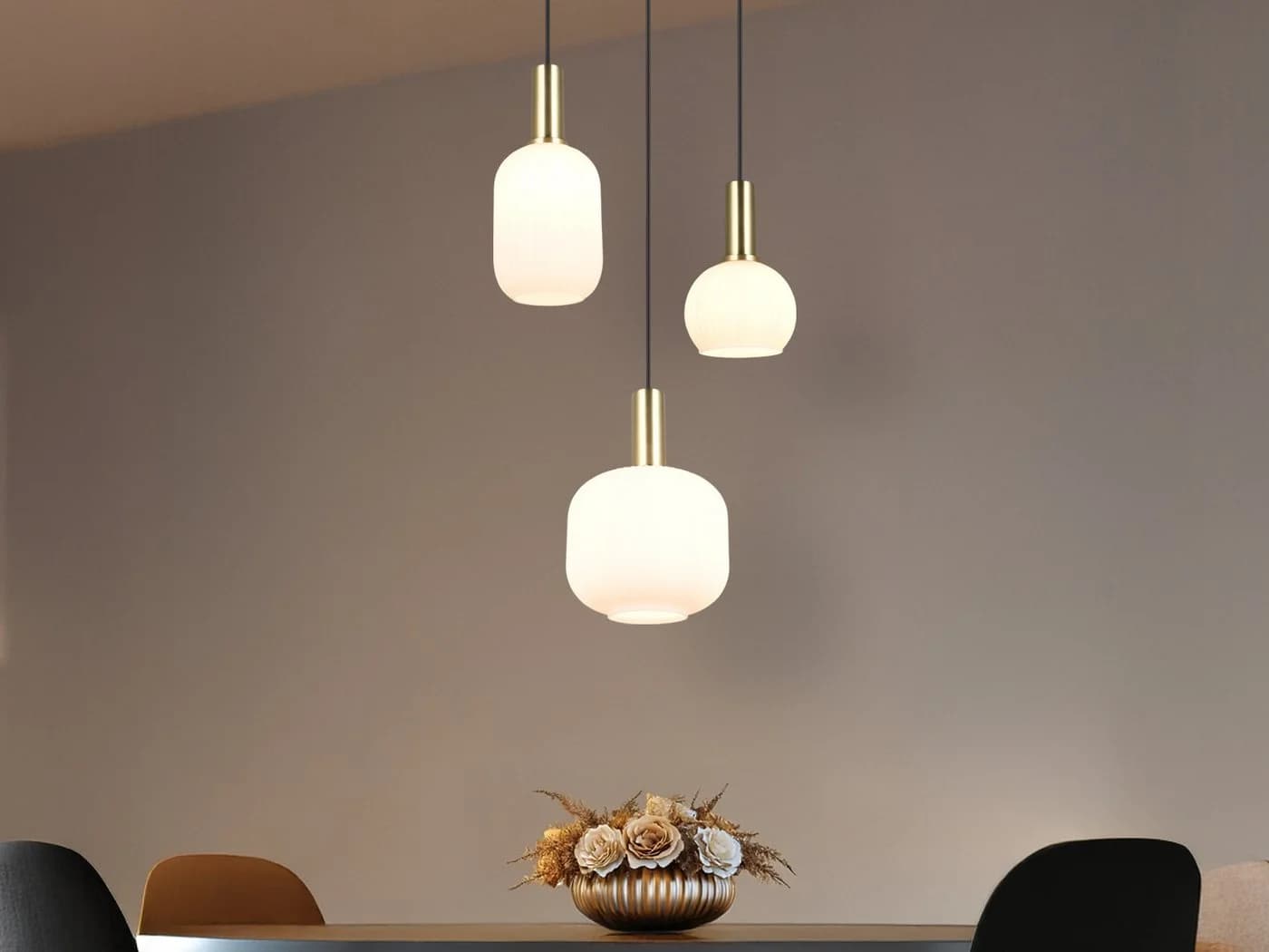 TRIO Leuchten LED Pendelleuchte Cluster 3-flammig Gold Weiß Dimmbar - Bild 5