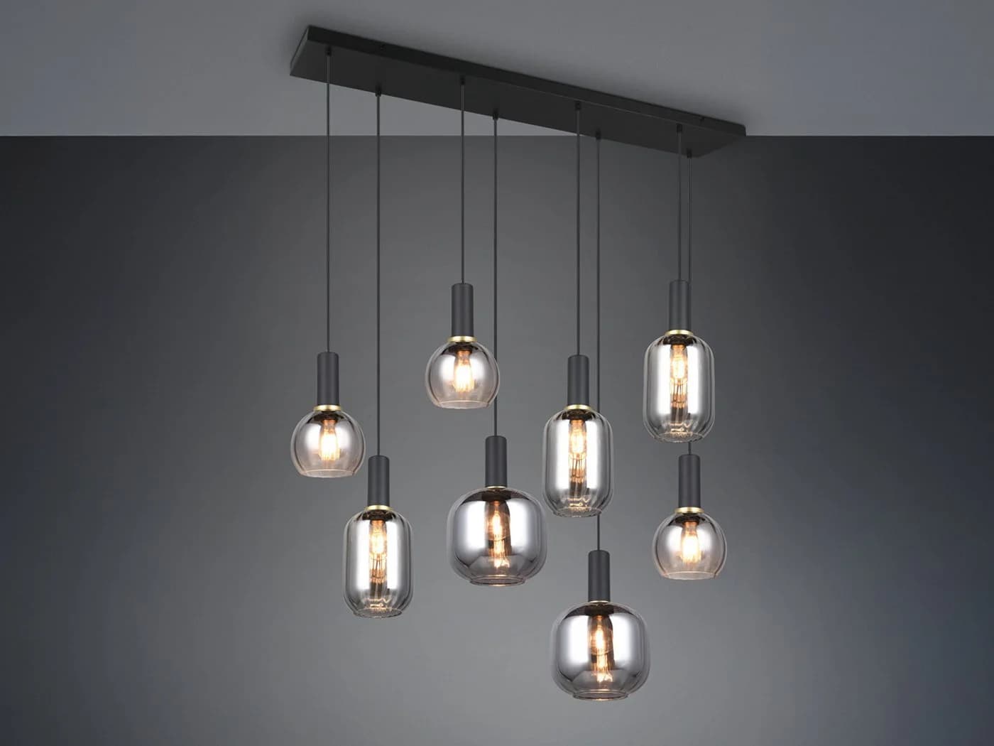 TRIO LED Pendelleuchte 8-flammig dimmbar Glas Chrom - Bild 3