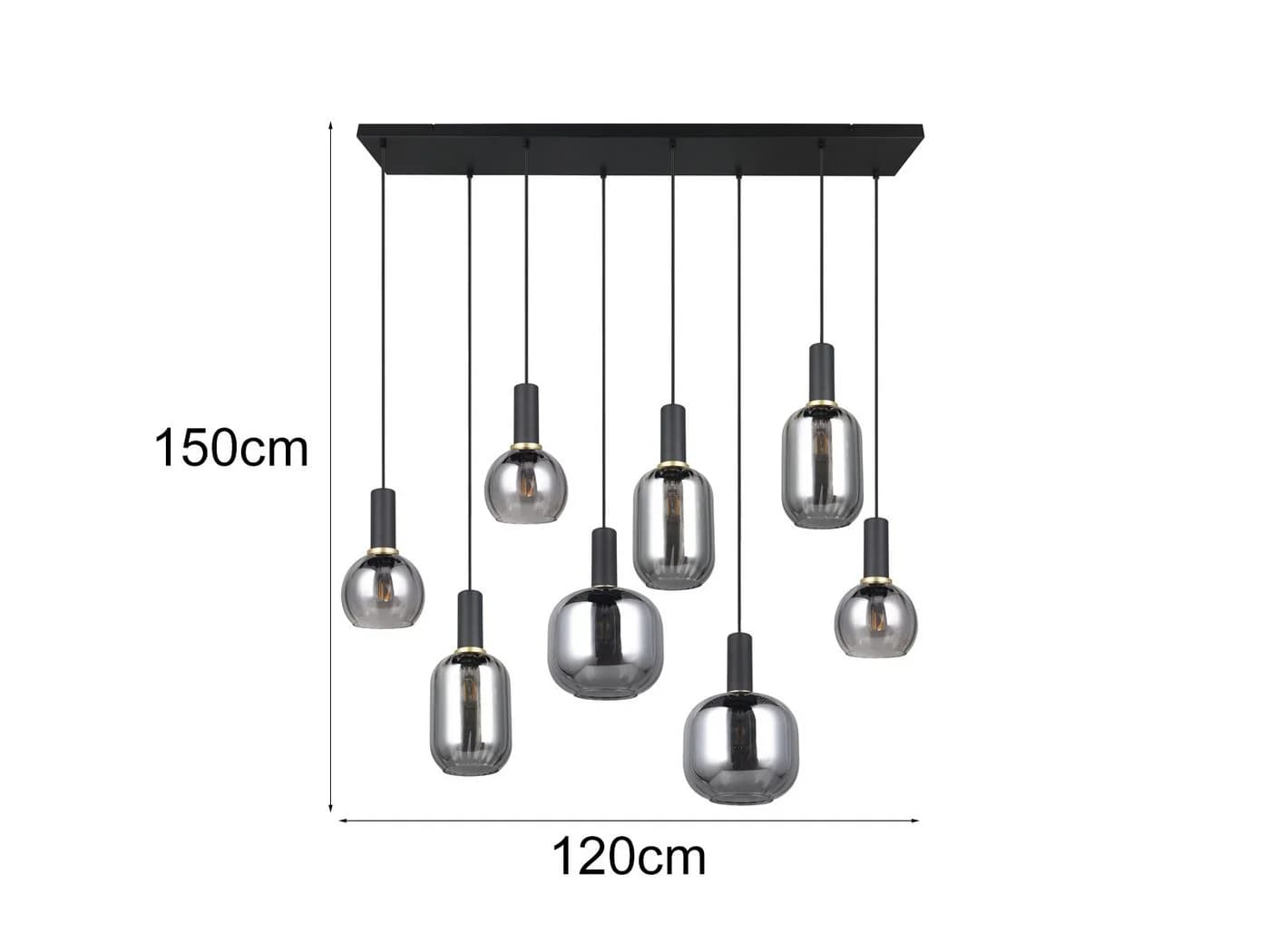 TRIO LED Pendelleuchte 8-flammig dimmbar Glas Chrom - Bild 4