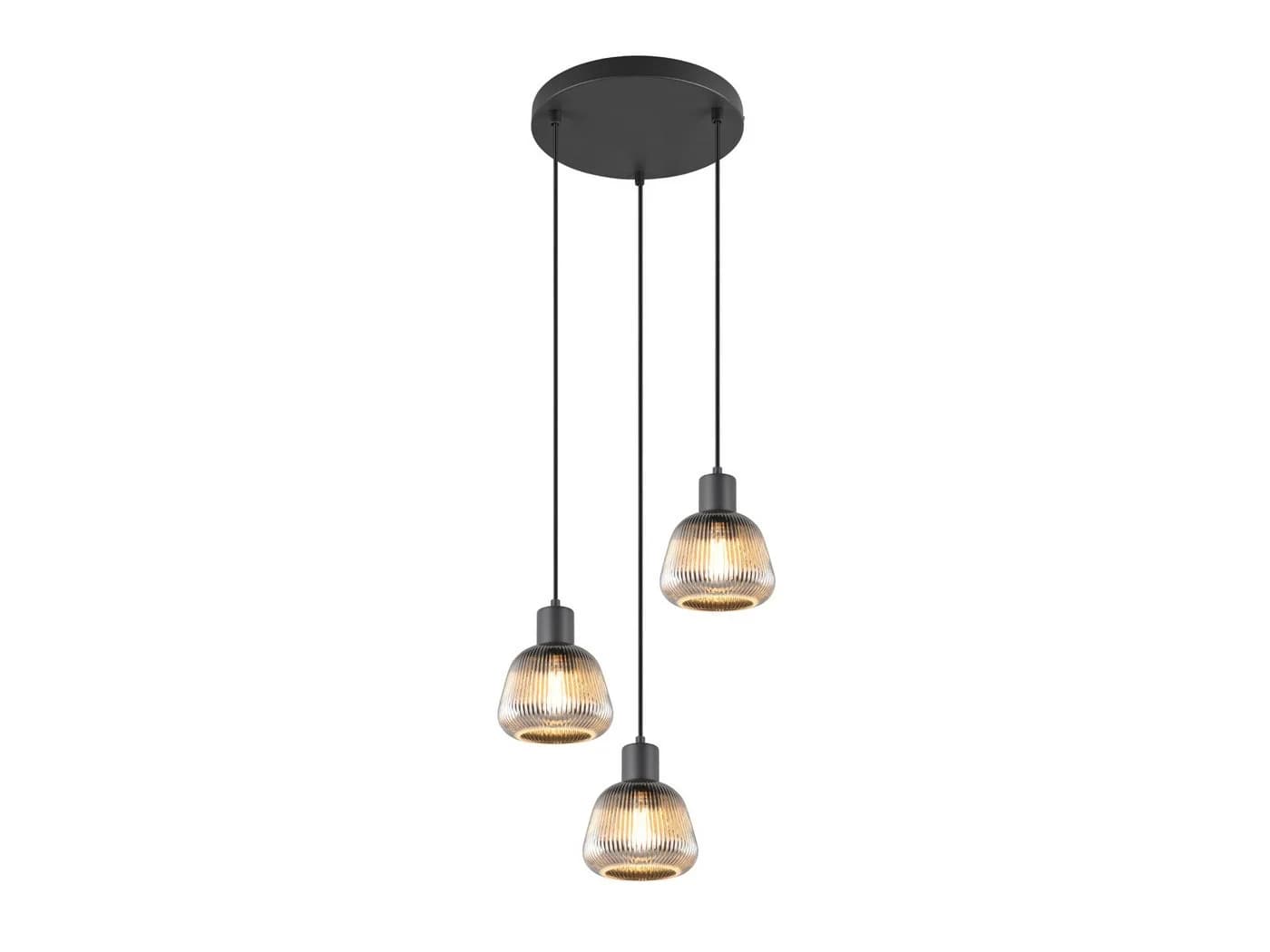 TRIO Leuchten LED Pendelleuchte 3er Cluster Rauch-Glas Chrom Dimmbar - Bild 2