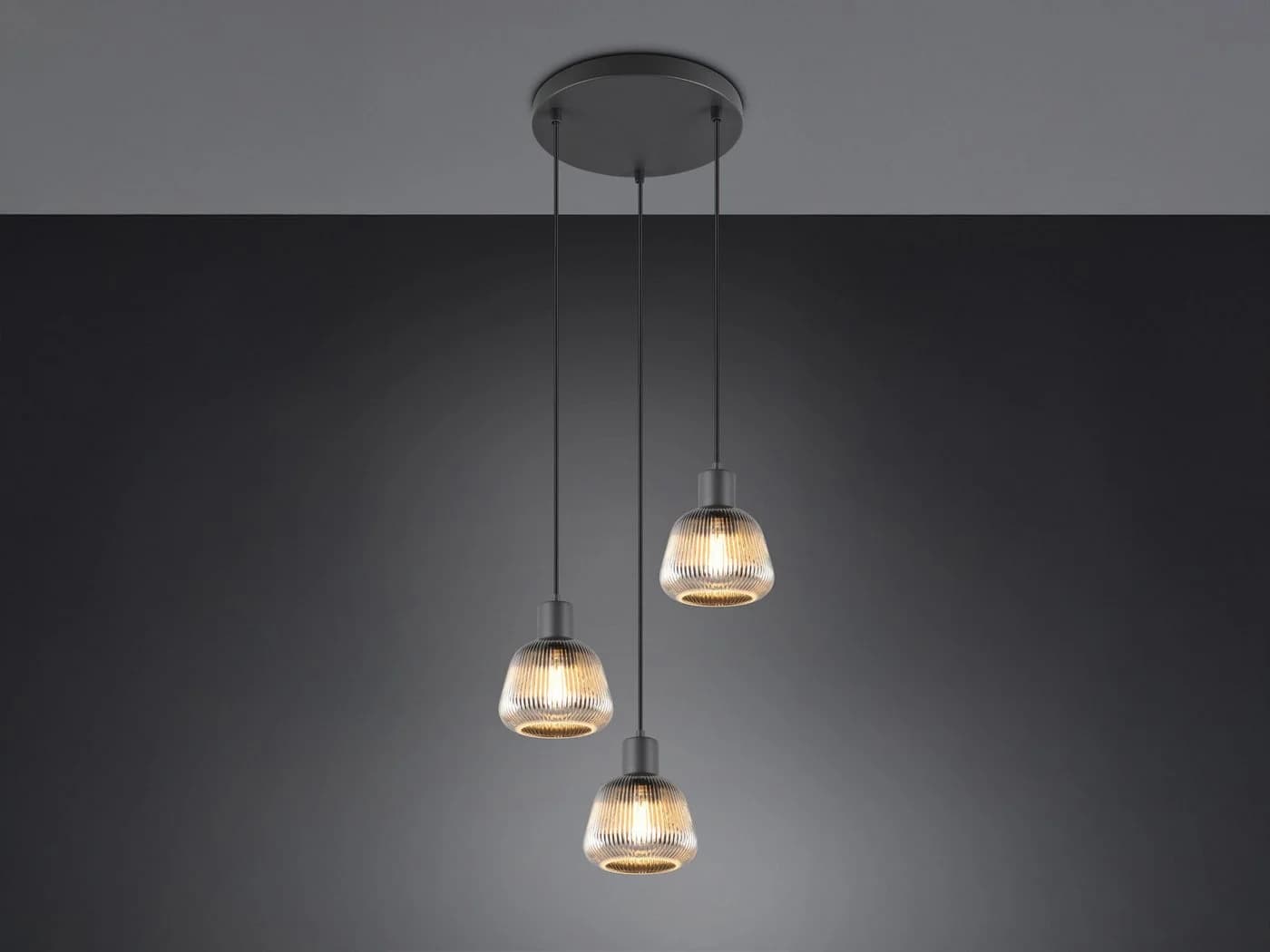 TRIO Leuchten LED Pendelleuchte 3er Cluster Rauch-Glas Chrom Dimmbar - Bild 3