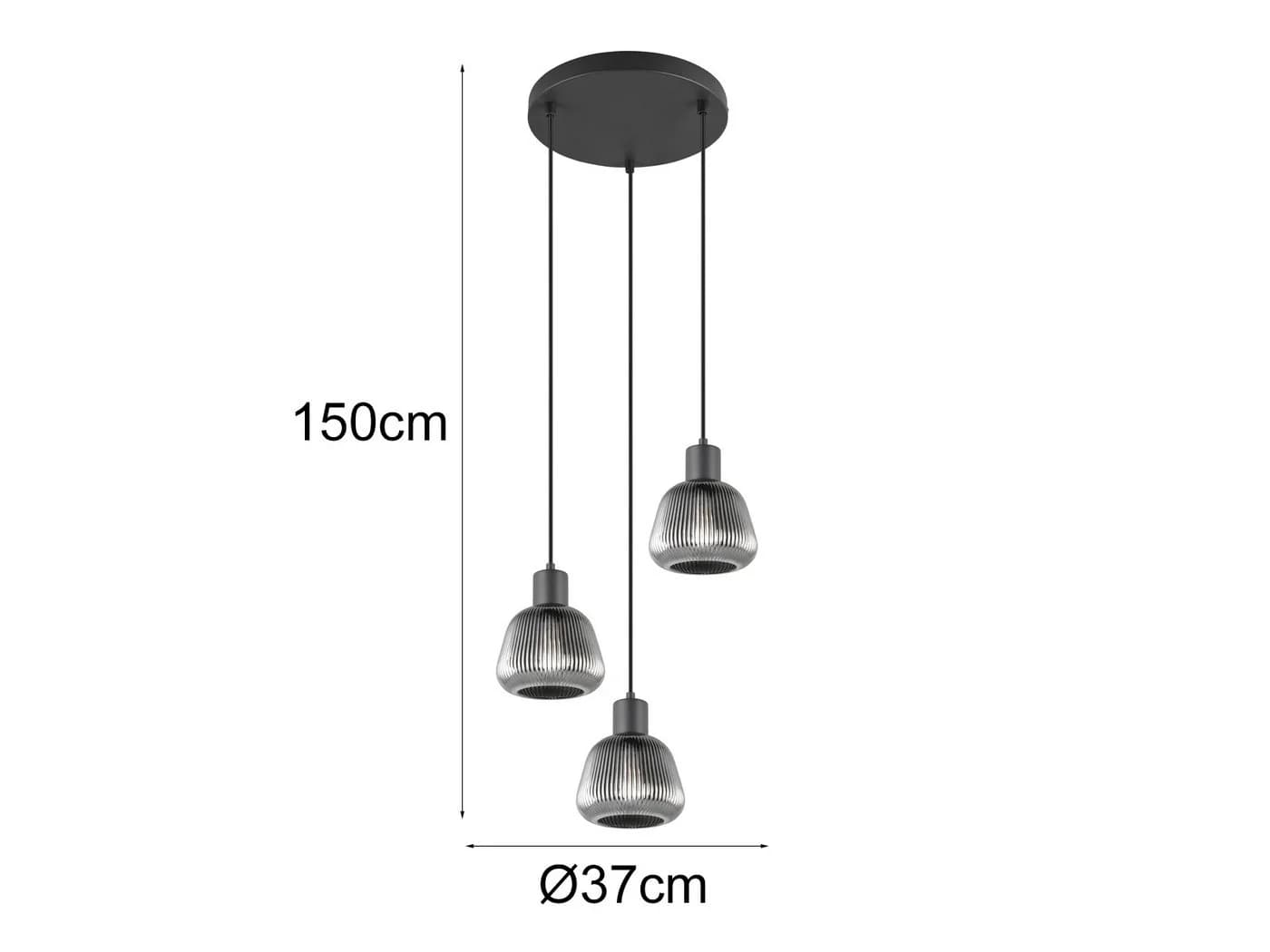 TRIO Leuchten LED Pendelleuchte 3er Cluster Rauch-Glas Chrom Dimmbar - Bild 4