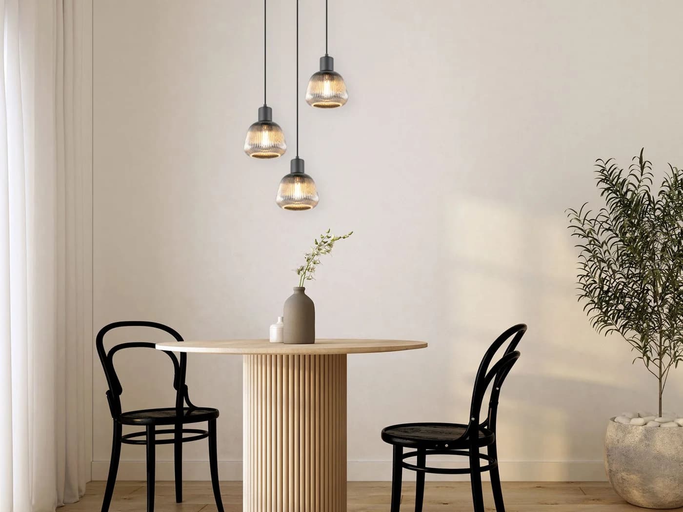 TRIO Leuchten LED Pendelleuchte 3er Cluster Rauch-Glas Chrom Dimmbar - Bild 5