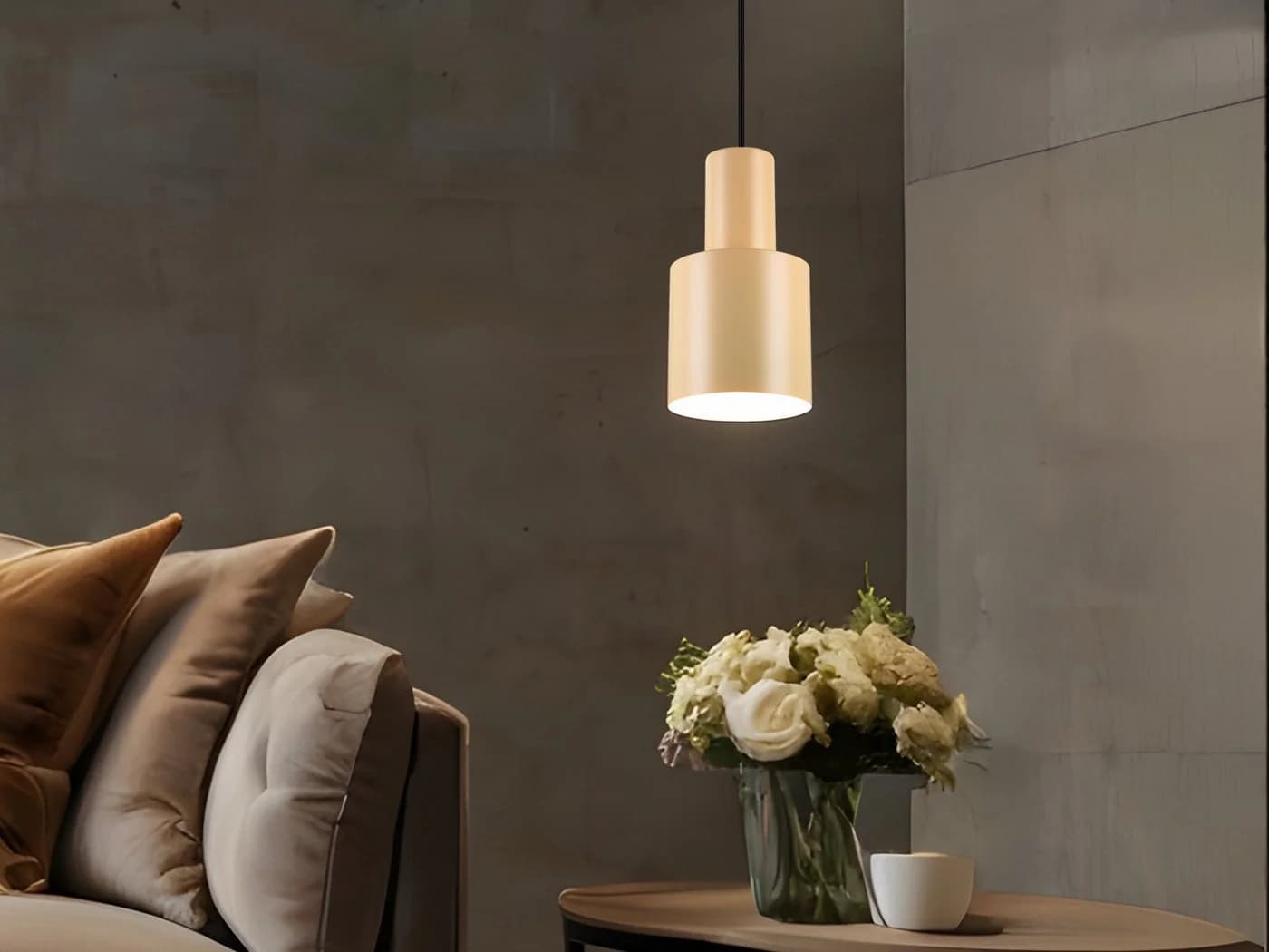 TRIO Leuchten LED Pendelleuchte Beige Retro Dimmbar E27