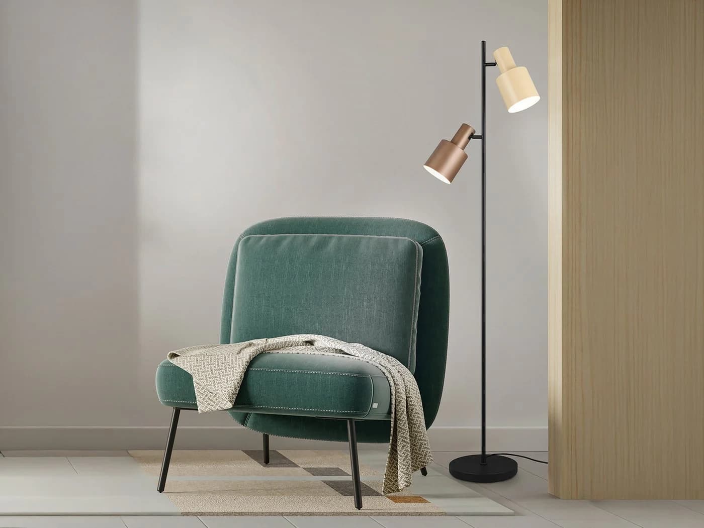 TRIO Leuchten LED Stehlampe Retro Beige/Braun Dimmbar