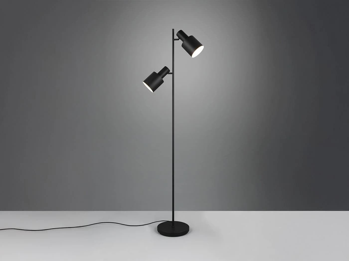 TRIO Leuchten LED Stehlampe Schwarz Dimmbar 2 Schwenkbare Spots - Bild 3