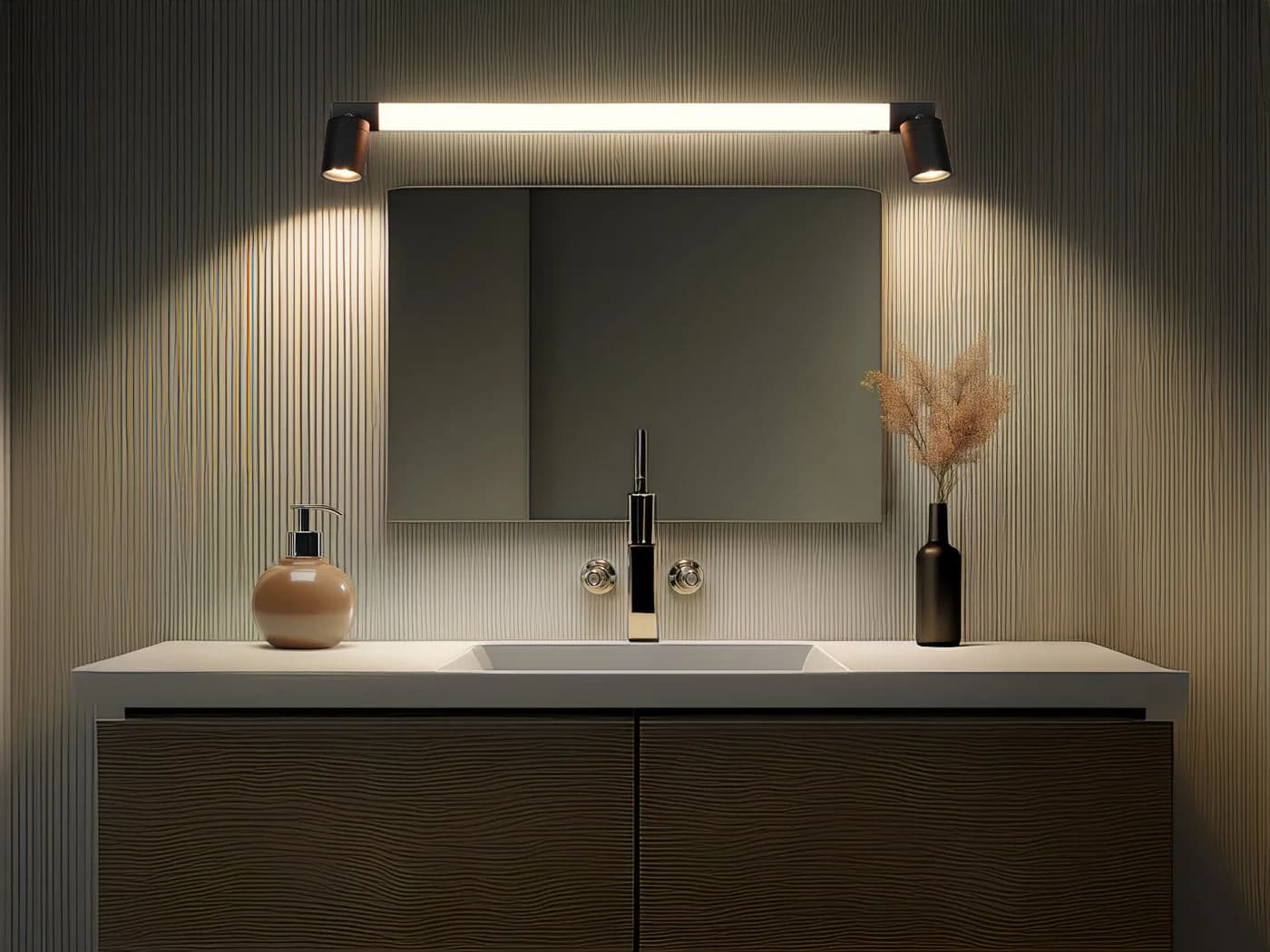 TRIO Leuchten LED Spiegelleuchte Schwarz mit Memoryfunktion