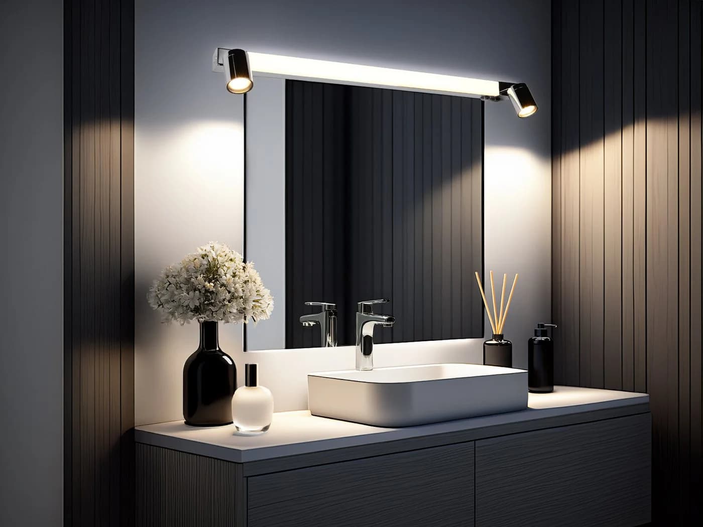TRIO Leuchten LED Spiegelleuchte Silber Chrom mit Memoryfunktion