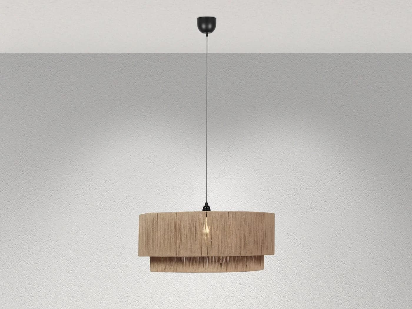 TRIO Leuchten LED Pendelleuchte Boho Jute Schwarz Dimmbar Ø 60cm - Bild 3