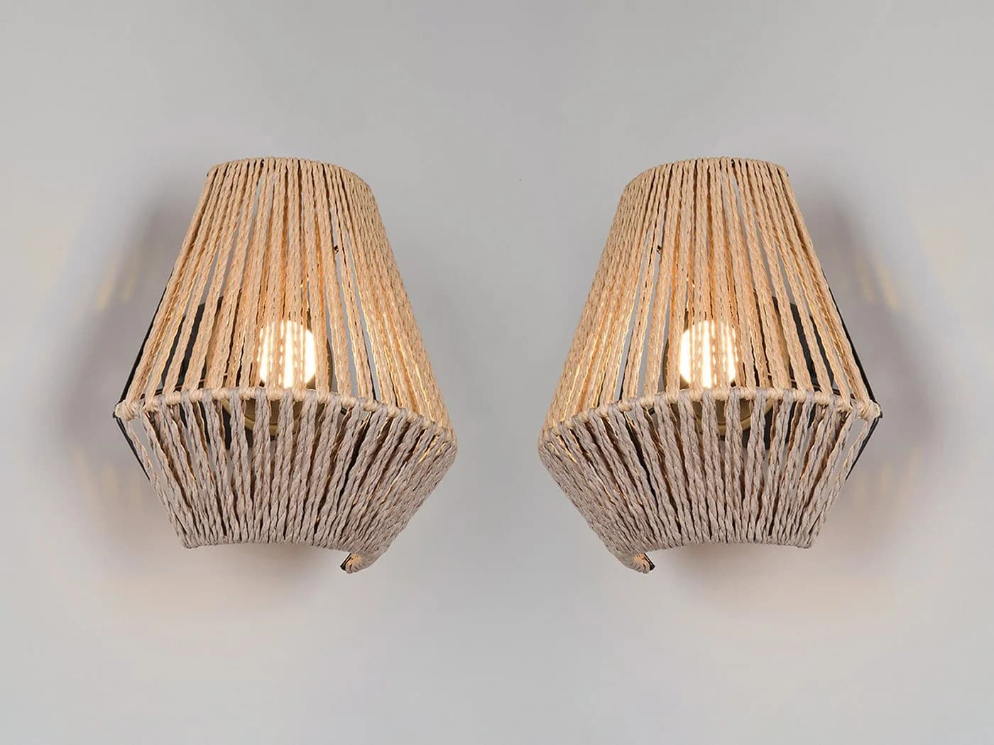 Reality Leuchten LED Wandleuchte 2er Set Boho Akku Dimmbar Warmweiß