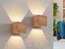 TRIO Leuchten LED Wandleuchte 2er Set Dimmbar Naturholz Bild 1