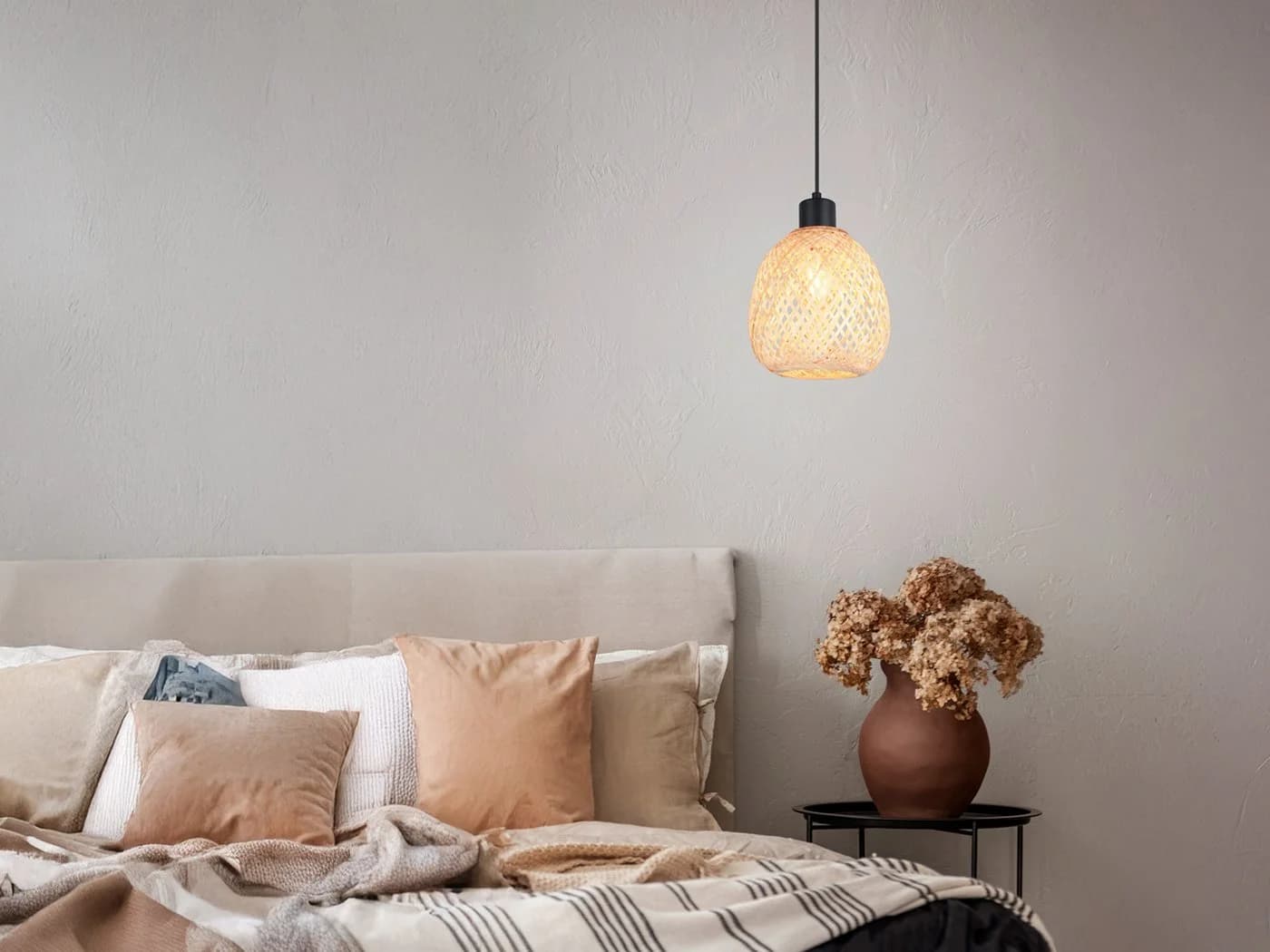 Reality Leuchten LED Pendelleuchte Bambus Dimmbar Warmweiß - Bild 5