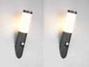 TRIO LED Außen-Wandleuchte 2er Set Schwarz Edelstahl mit Bewegungsmelder Bild 1