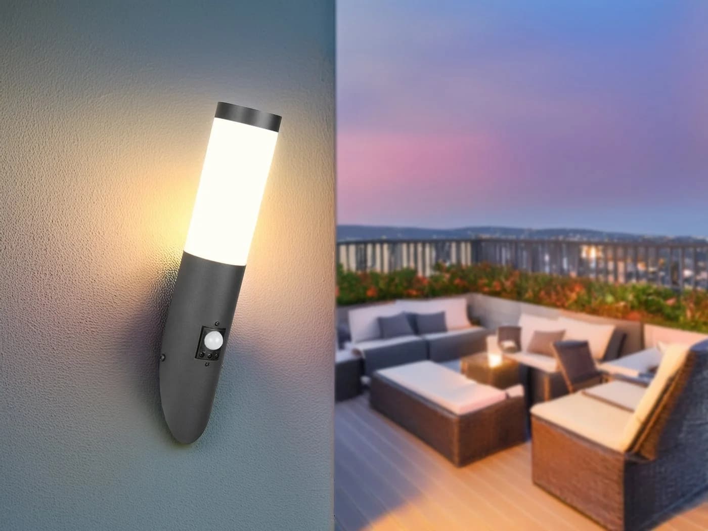 TRIO LED Außen-Wandleuchte 2er Set Schwarz Edelstahl mit Bewegungsmelder - Bild 4