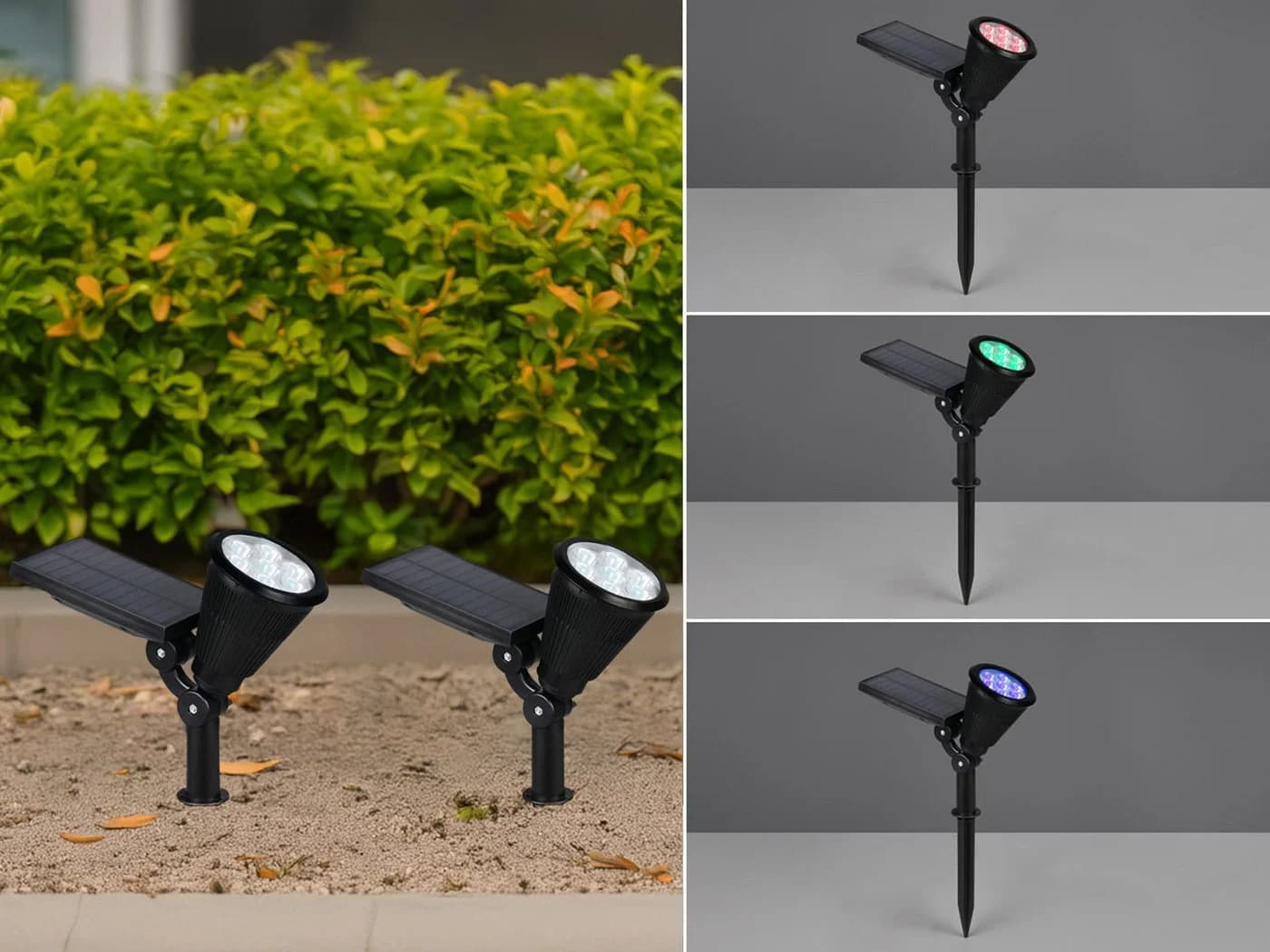 Reality Leuchten LED Gartenstrahler RGB Solar 2er Set