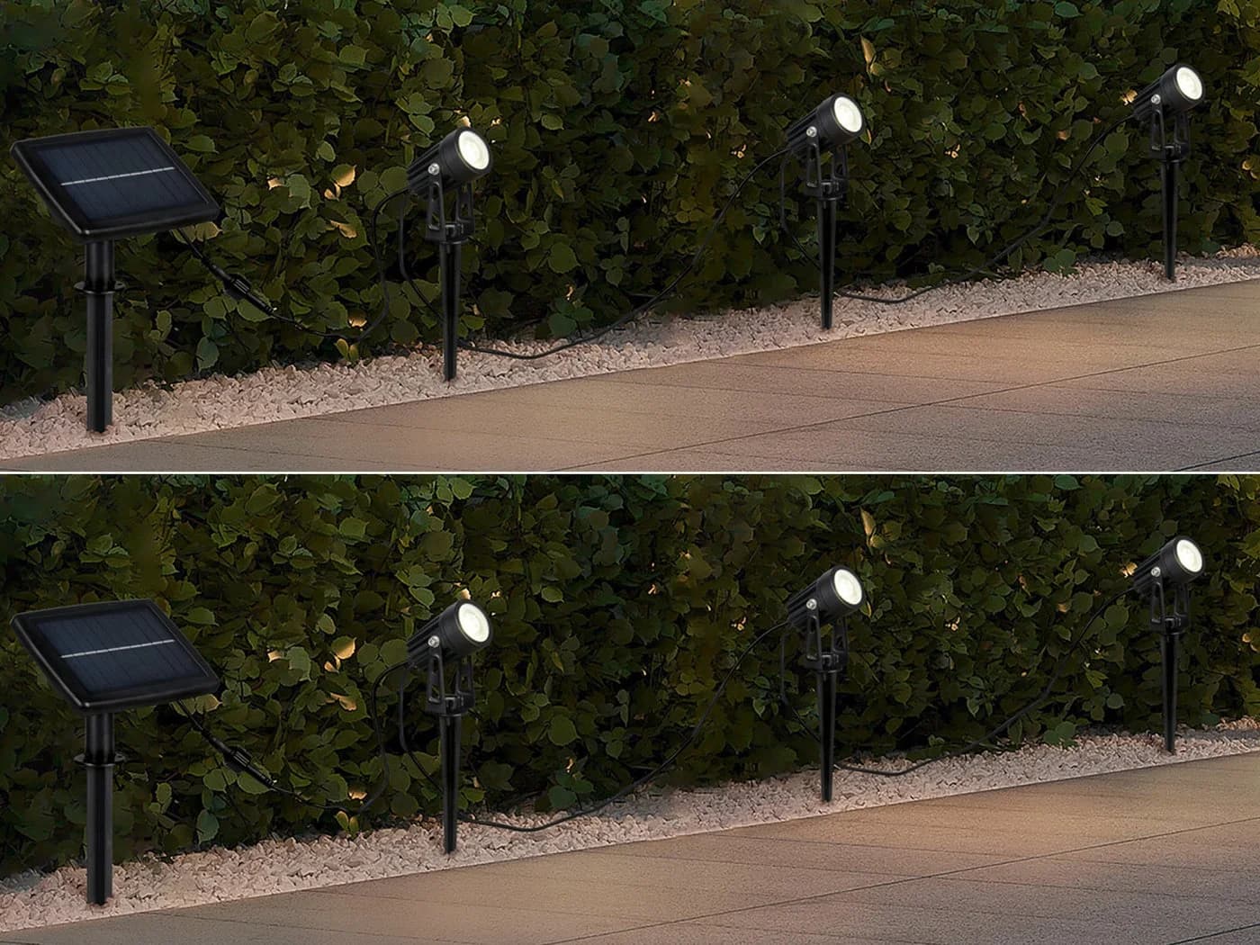 Reality Leuchten LED Gartenstrahler Dimmfunktion USB aufladbar 2er Set Solar-licht Garten-leuchten