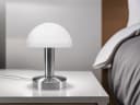 meineWunschleuchte Nachttischlampe Pilzform Dimmbar Glas Metall Silber-Weiß Bild 1