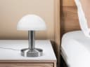 meineWunschleuchte Nachttischlampe Pilzform Dimmbar Glas Metall Silber-Weiß Bild 5