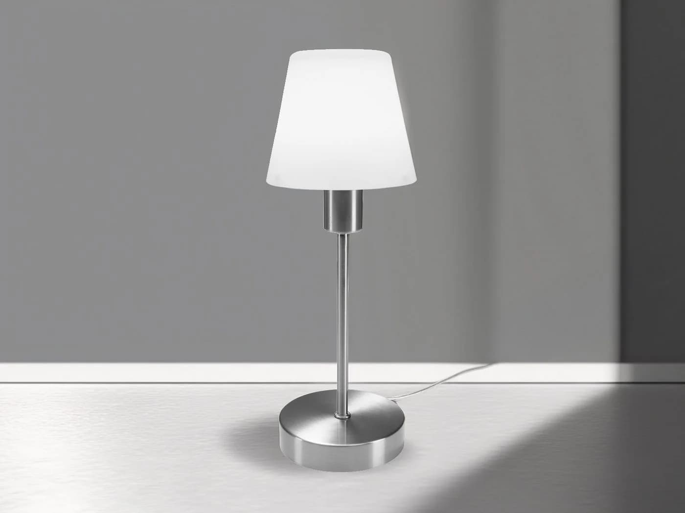 meineWunschleuchte Tischleuchte MATHA Touch Dimmbar Glas Metall Silber-Weiß - Bild 3