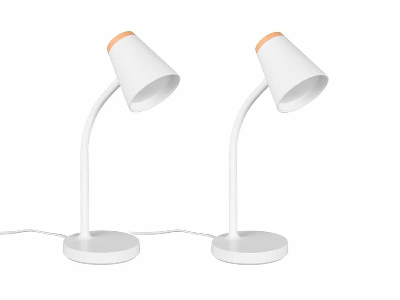 Reality Leuchten LED Schreibtischlampe 2er Set Weiß Schwanenhals - Bild 2