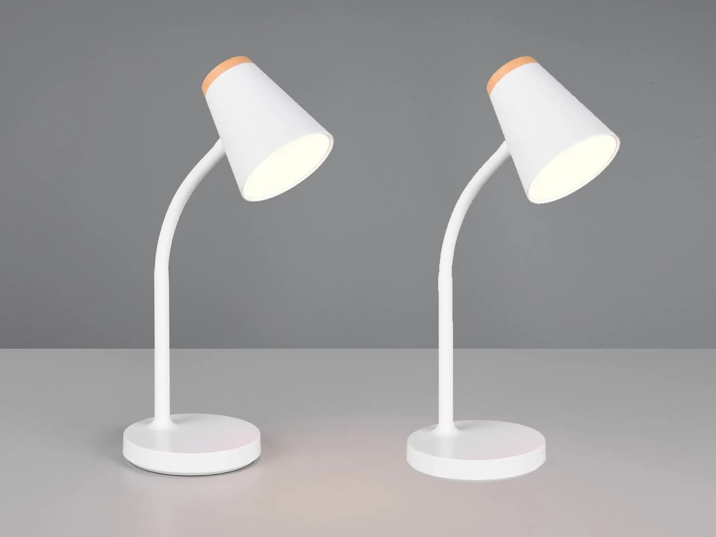 Reality Leuchten LED Schreibtischlampe 2er Set Weiß Schwanenhals - Bild 3