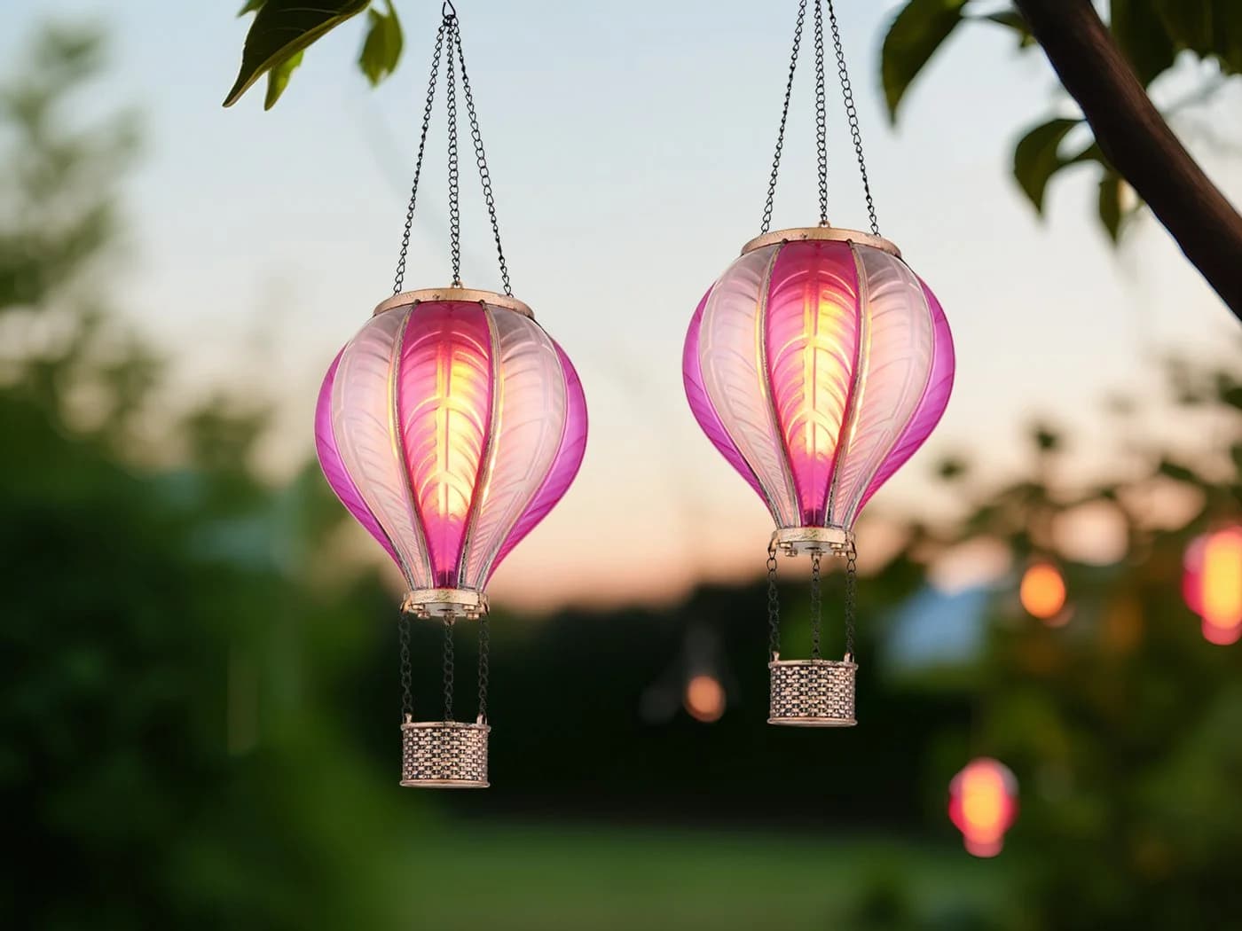 GLOBO LIGHTING Solarleuchte 2er Set Rosa Pink Metall