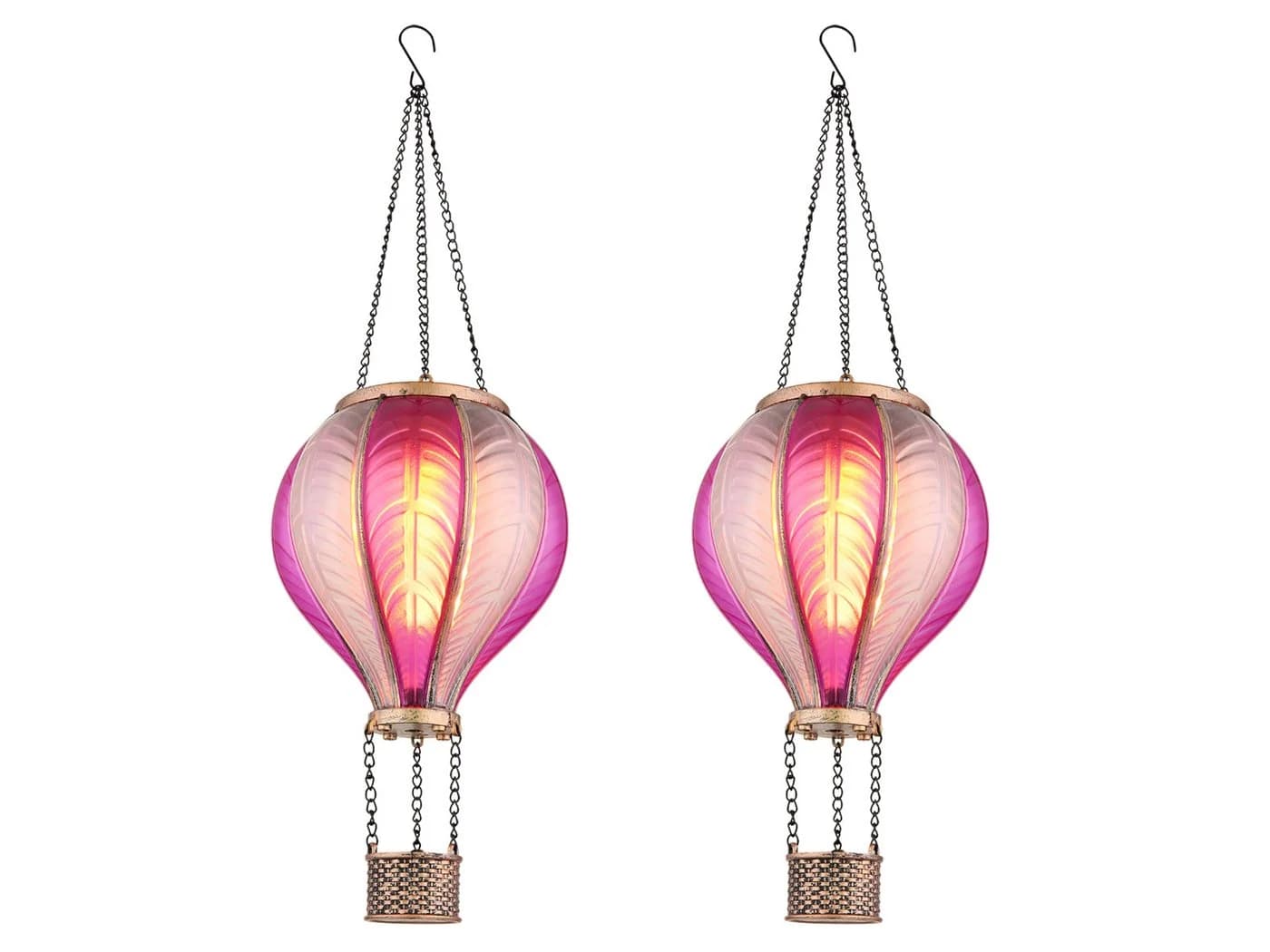 GLOBO LIGHTING Solarleuchte 2er Set Rosa Pink Metall - Bild 2