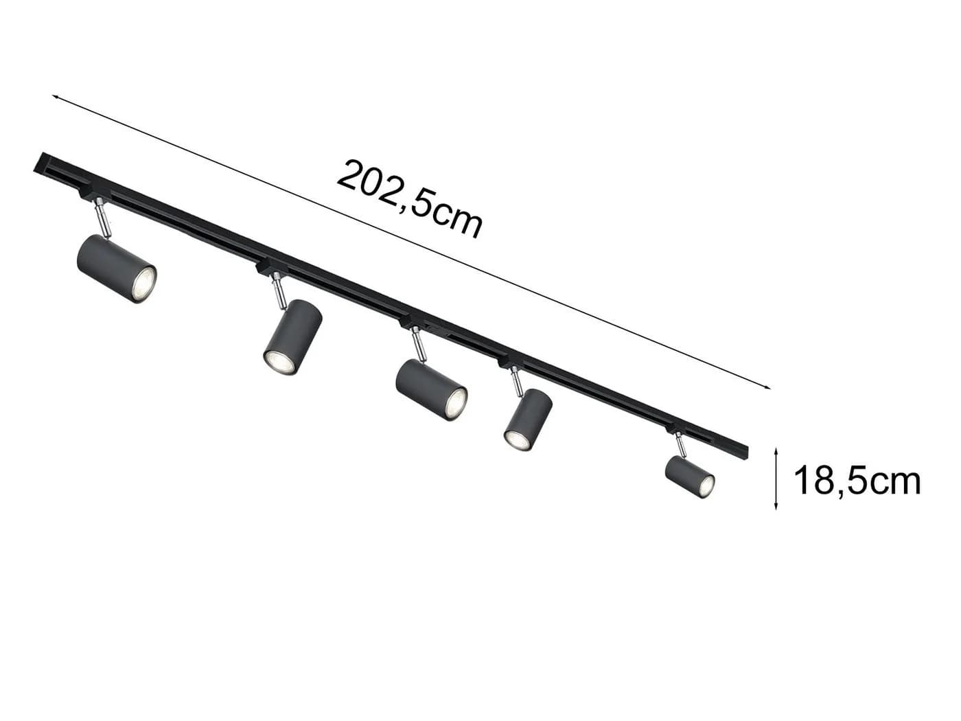 TRIO 2-Phasen Lichtschienensystem Set Schwarz mit 5 Strahlern - Bild 4
