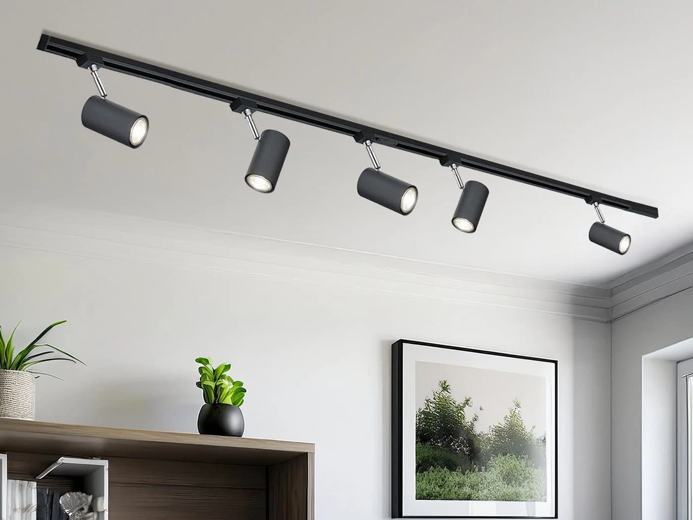 TRIO 2-Phasen Lichtschienensystem Set Schwarz mit 5 Strahlern - Bild 5