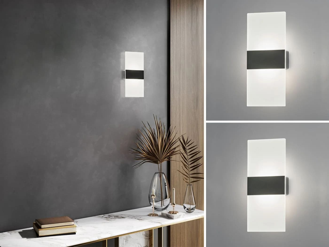 easy! BY FHL LED Wandleuchte, Dimmfunktion, Warmweiß, 2er SET kabellose Akku-Lampen Innen, USB aufladbar