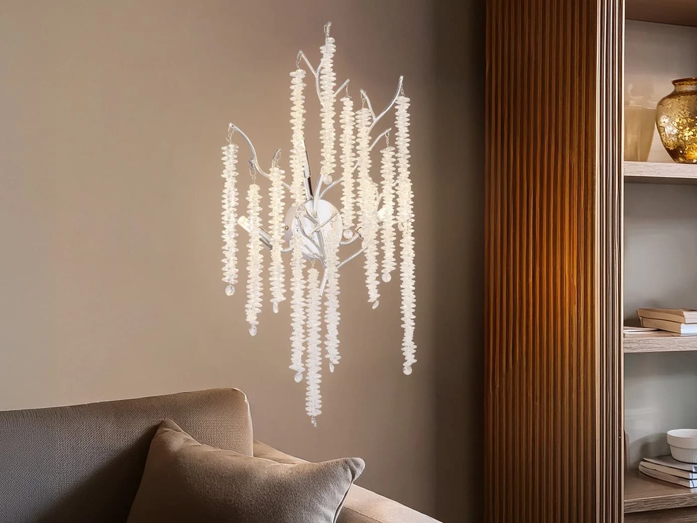 GLOBO LIGHTING LED Wandleuchte mit Kristall-Behang Dimmfunktion