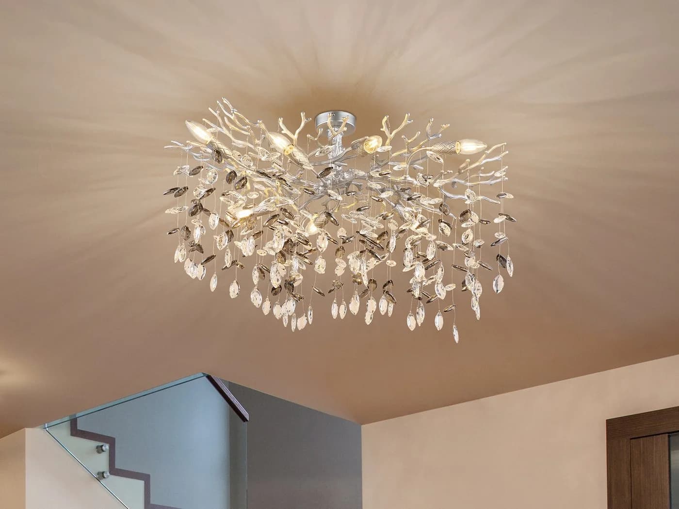 GLOBO LIGHTING LED Deckenleuchte 2-farbig 85cm Dimmfunktion Kristall - Bild 5